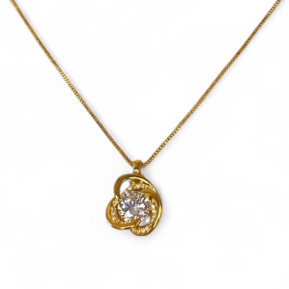 FAC Dainty Cubic Zirconia Gold Tone Pendant Necklace​​​